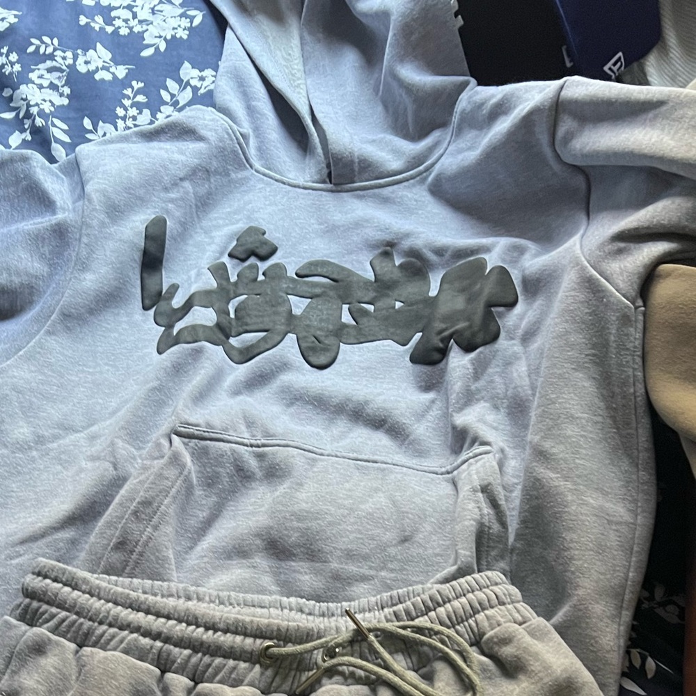 Men's Gray Hoodie with Black Graphic